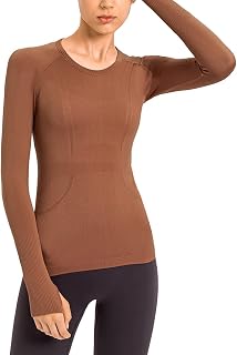 LUYAA Women's Workout Tops Long Sleeve Shirts Yoga Sports Breathable Gym Athletic Top Slim Fit