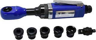 Jitterbug 3/8 Inch Air Ratchet Wrench Pass Through Ratcheting Wrench Spanner Thru-Hole Pneumatic Ratchet Socket Set Sleeve 45ft lbs