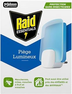 Raid Essentials Light Fly Trap - 1 Trap + 1 Refill | Insecticide-Free Flying Insect Light Trap, Effective Catch with 1 Trap and 1 Refill