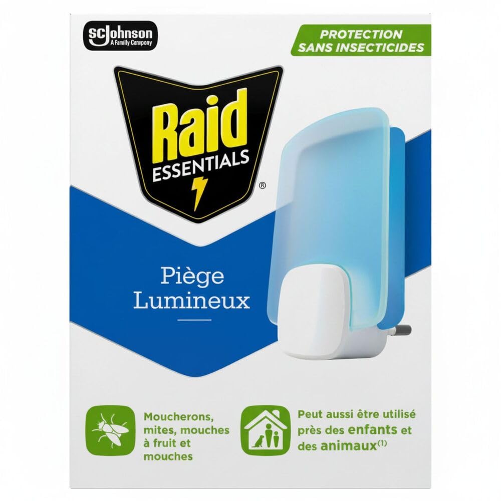 Raid Essentials Light Fly Trap - 1 Trap + 1 Refill | Insecticide-Free Flying Ins