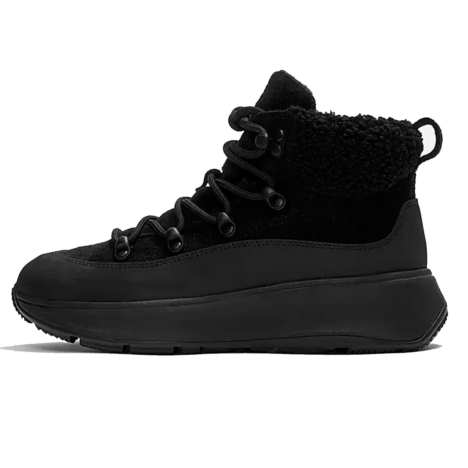 Fitflop F-mode Teddy-collar Warm Suede Lace-up Booties BottineFemme