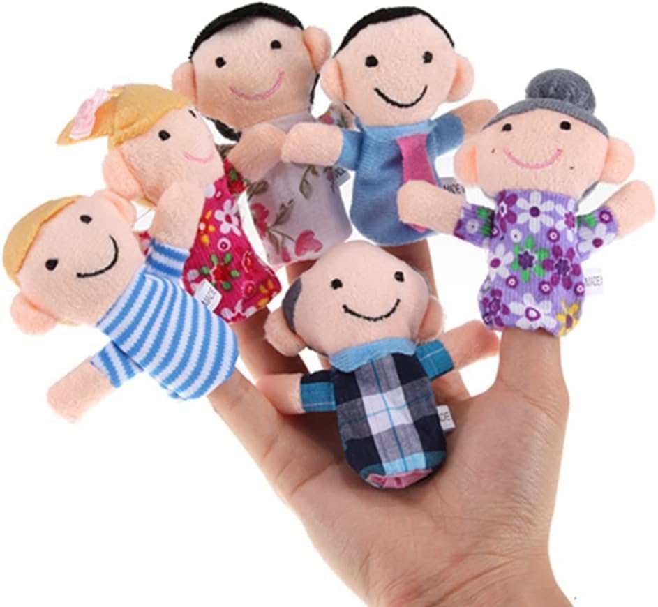 6 Pcs People Family Members, Cloth Puppets, Finger Puppets Set, Story Time, Part