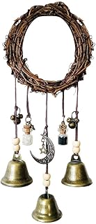 Yuandan Handmade Rattan Witch Bells Wreath Door Hangers for Home Decoration