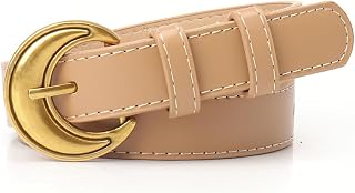 Women's Leather Belts for Jeans Dresses Fashion Gold Buckle Belt for Women