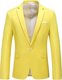 MOGU Men's Suit Jacket Slim Fit One Button Single Color Business Wedding Prom