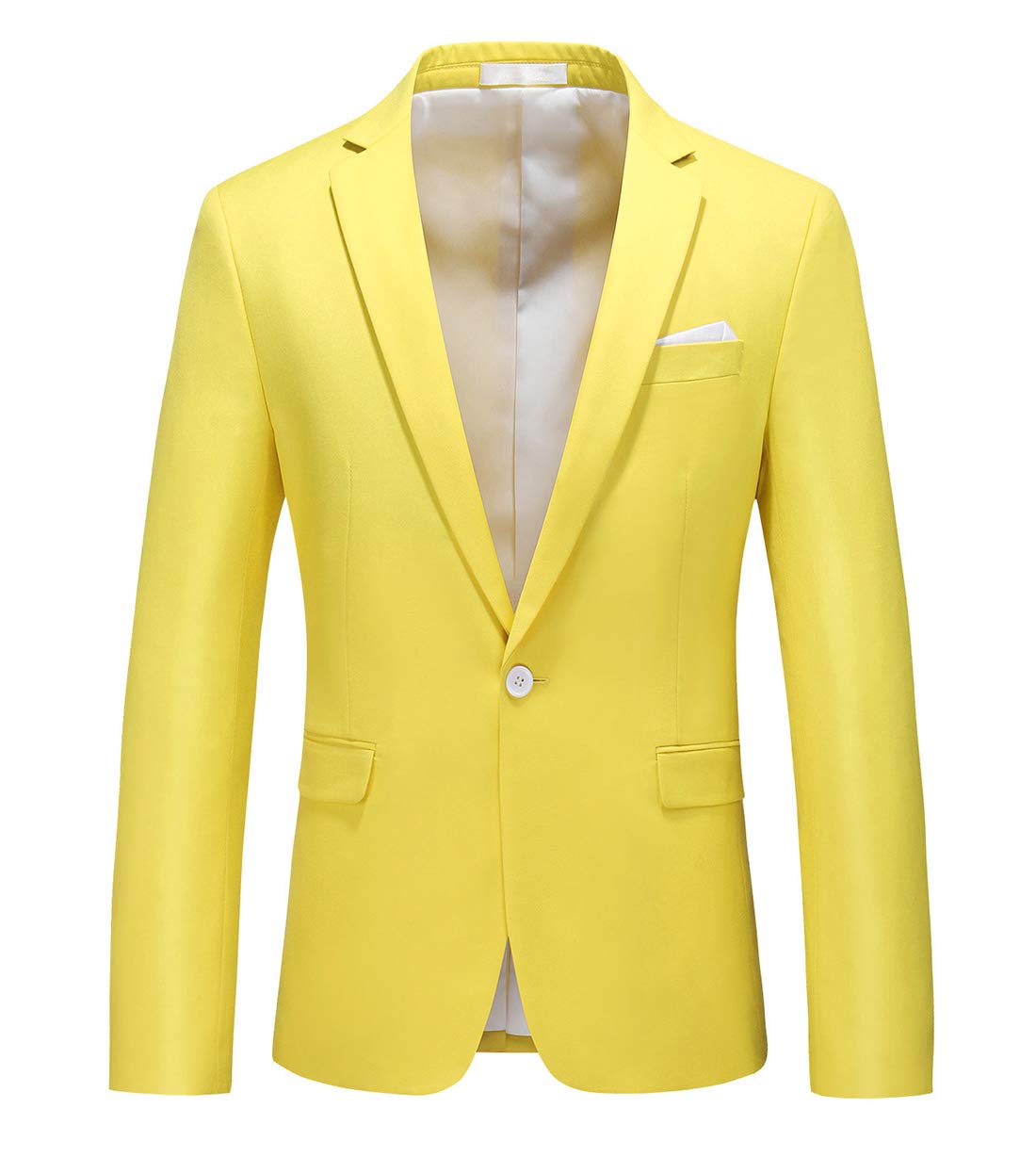 MOGU Men's Suit Jacket Slim Fit One Button Single Color Business Wedding Prom