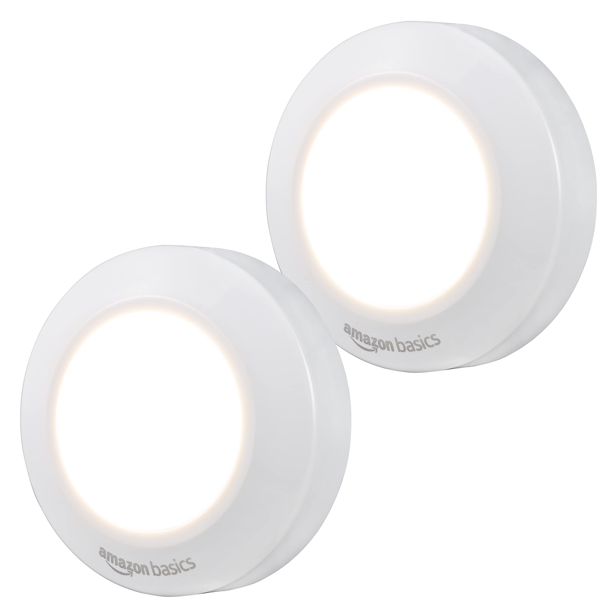 Amazon Basics LED Puck Lights, Battery Operated, 50 Lumens, Under Cabinet Lighti