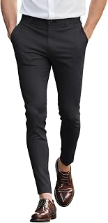 GINGTTO Men's Chino Trousers Skinny Stretch Suit Trousers Smart Fabric