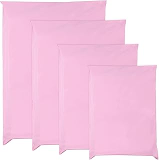 Double Dragon 60 Mixed Self-Seal Pink Mailer Bags | Tamper-Proof & Durable | Polythene Plastic Packaging Envelops for Mailing, Postage, Parcel Shipping & Delivery |4 Sizes (15 Each)| Small to Large