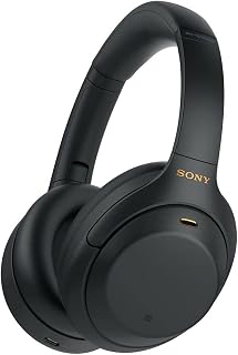 Sony WH-1000XM4 Wireless Premium Noise Canceling Overhead Headphones - 30hr Battery Life, Over Ear Style with Mic for Phone-Call and Alexa Voice Control for Google Assistant - Black (Renewed)