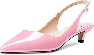 CASTAMERE Women's Low Kitten Heel Pointed Toe Slingback Pumps Cute Dress Office Sandals Sexy 3.5 CM Heels