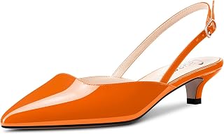 Castamere Women's Low Kitten Heel Pointed Toe Sandals Slip-on Slingback Pumps for Wedding Party Dress 3.5 CM Heels