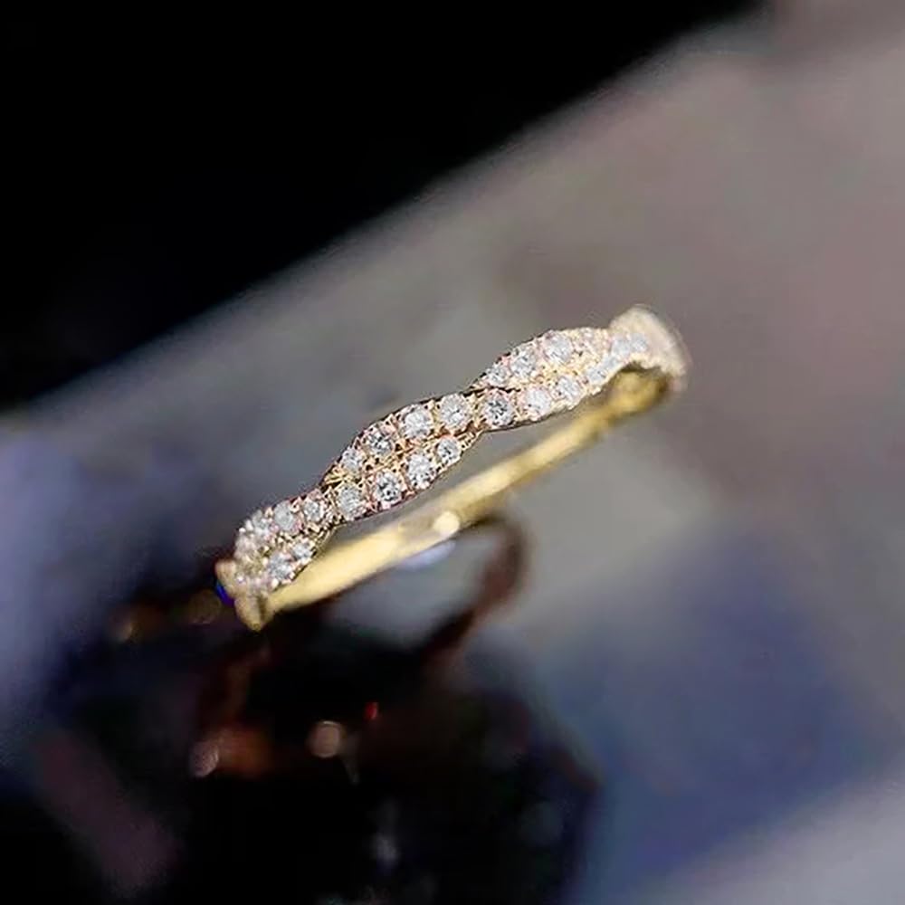 Exquisite Twist Band Rings for Women Bright CZ Jewelry for Engagement