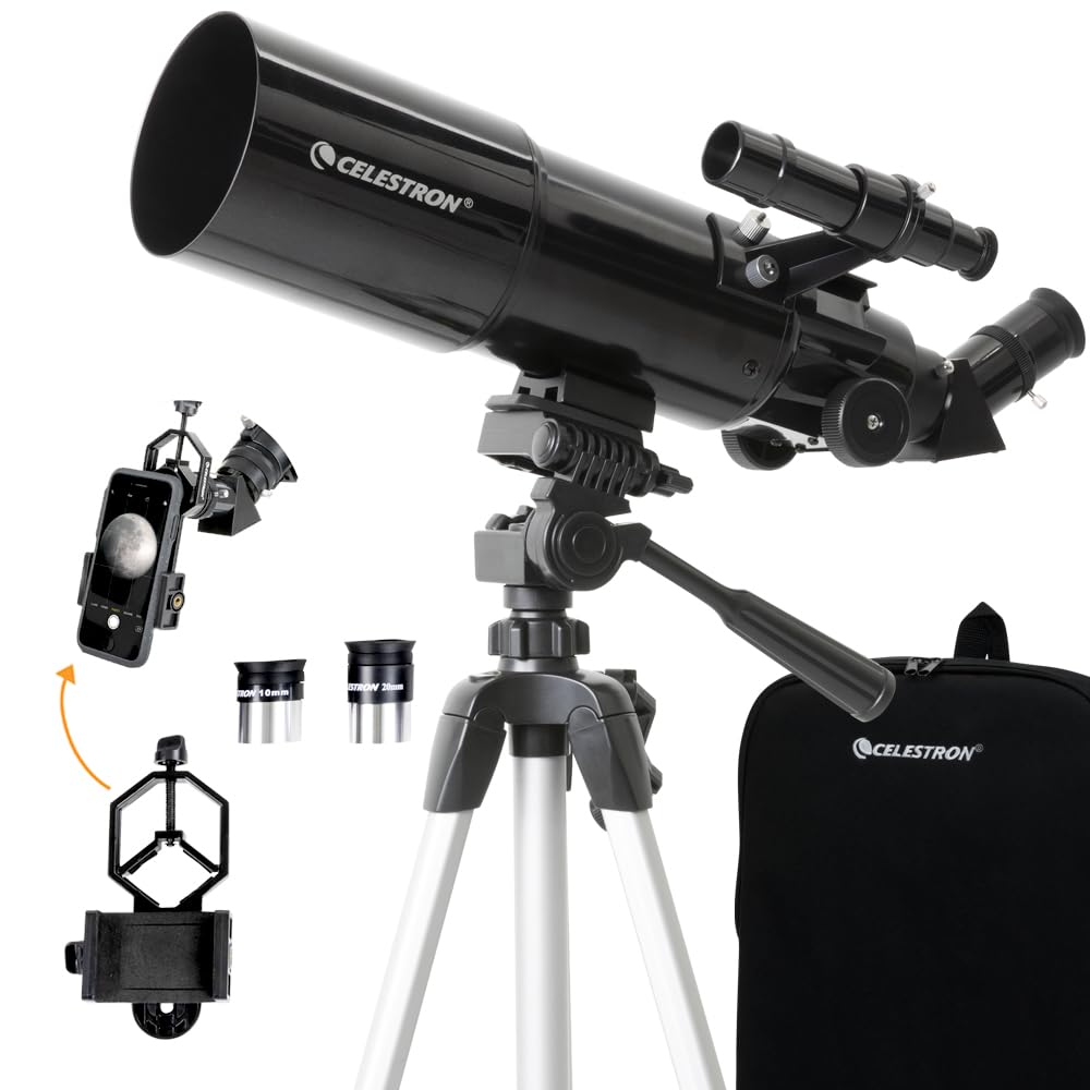 Celestron Travel Scope 80mm Telescope Kit with Backpack, Smartphone Adapter | 80