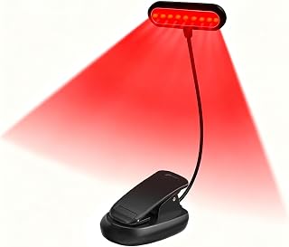 KINGYEENUO Red Book Light, Rechargeable Clip On 670nm LED Light for Reading | No Blue Light Emitted, Eye Care Light for Strain-Free, Healthy Eyes. Gift for Students, Travel, Nursing, Studying.