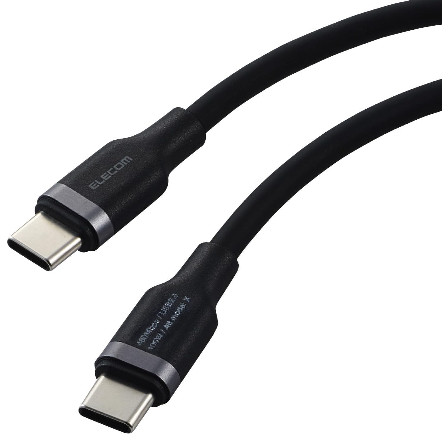 Elecom MPA-CCECSS05BK USB Type C Cable, 0.5 m, Short, 100W, PD Compatible, High 