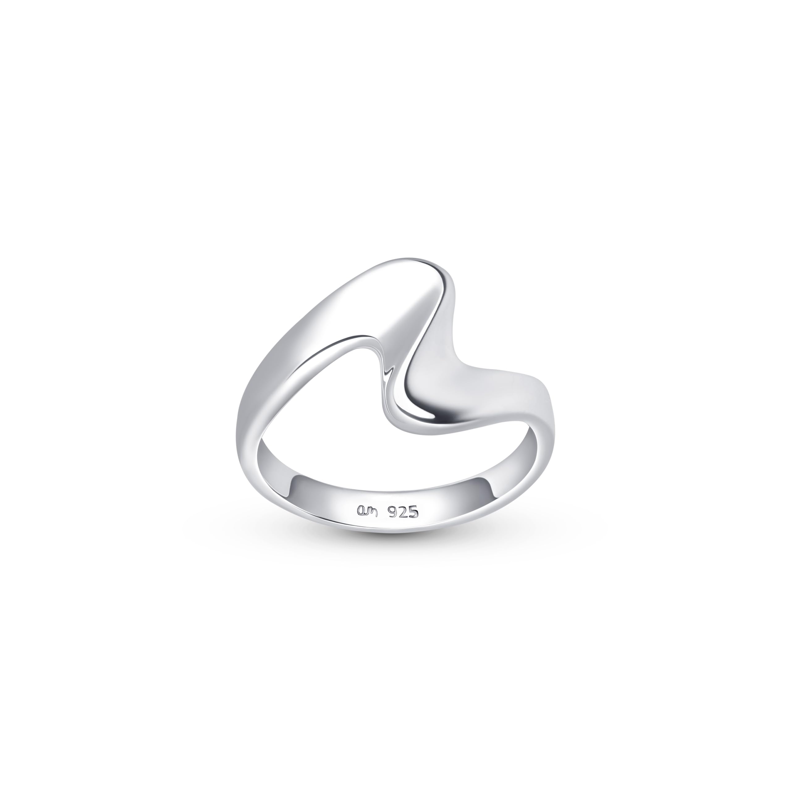 Amberta Solid 925 Sterling Silver Wave Ring for Women | Ocean Wave Ring Sterling