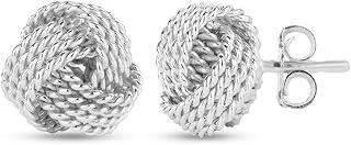 LeCalla Sterling Silver Love Knot Stud Earrings - Lightweight Italian Design Twisted Earrings for Women