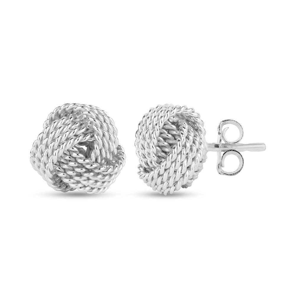 LeCalla Sterling Silver Love Knot Stud Earrings - Lightweight Italian Design Twi