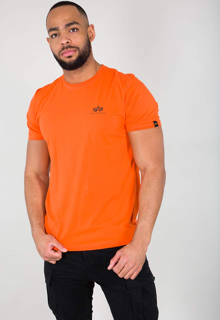 ALPHA INDUSTRIES Men's Basic T Small Logo Neon Print T-Shirt for Men T-Shirt (Pa