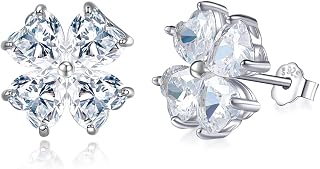 Elegant Lucky Women's Earrings, Hypoallergenic, Birthday, Popular, Four Leaf Clover, Birthstone, 925 Sterling Silver, Studs, Valentine's Day Gift, Luxury Jewelry for Women and Girls