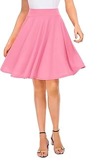 EXCHIC Gonna da donna basic a trapezio, gonna longuette, casual, elasticizzata, Rosa, M