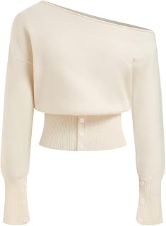 CIDER Off The Shoulder Sweaters for Women Cute Knit Pullover Tops