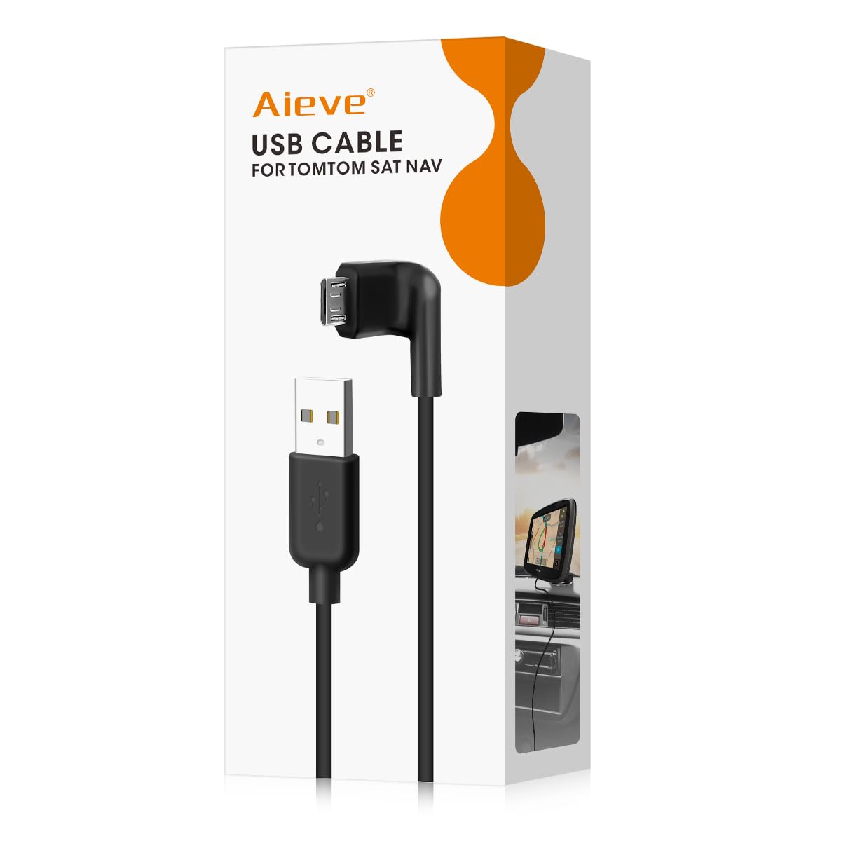 Aieve USB Charger Cable for TomTom Sat Nav | 1.5m Car Lead Accessories Compatibl
