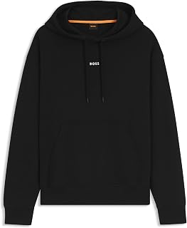 BOSS Cotton Fleece Hoodie with Printed Logo