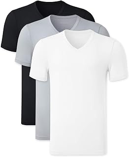 COLORFULLEAF Men's Bamboo Undershirts Regular Fit V Neck T-Shirts Short Sleeve Crew Neck Tees 3 or 6 Pack