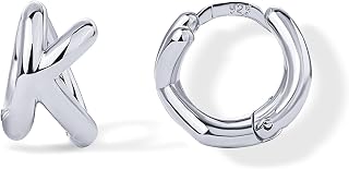 PAVOI 14K Gold Plated Dainty Initial Letter Huggie Hoop Earrings for Women