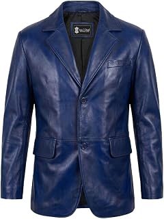 Isaac & David Chicago Lambskin Genuine Casual Wear Leather Blazer Sport Coat Classic Button Closure for Men 2 Button Coat