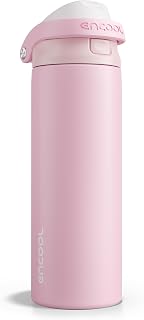 ENCOOL Leakproof Insulated Water Bottle with Straw Dual-Sip Water Bottle Bag-Safe Design for Work, Commute & Gym – Keeps Drinks Cold All Day, 24 oz, Poppy Pink