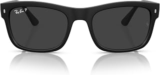 Ray-Ban Occhiali da sole quadrati Rb4428f, Nero opaco/Nero Polarizzato, 56 mm