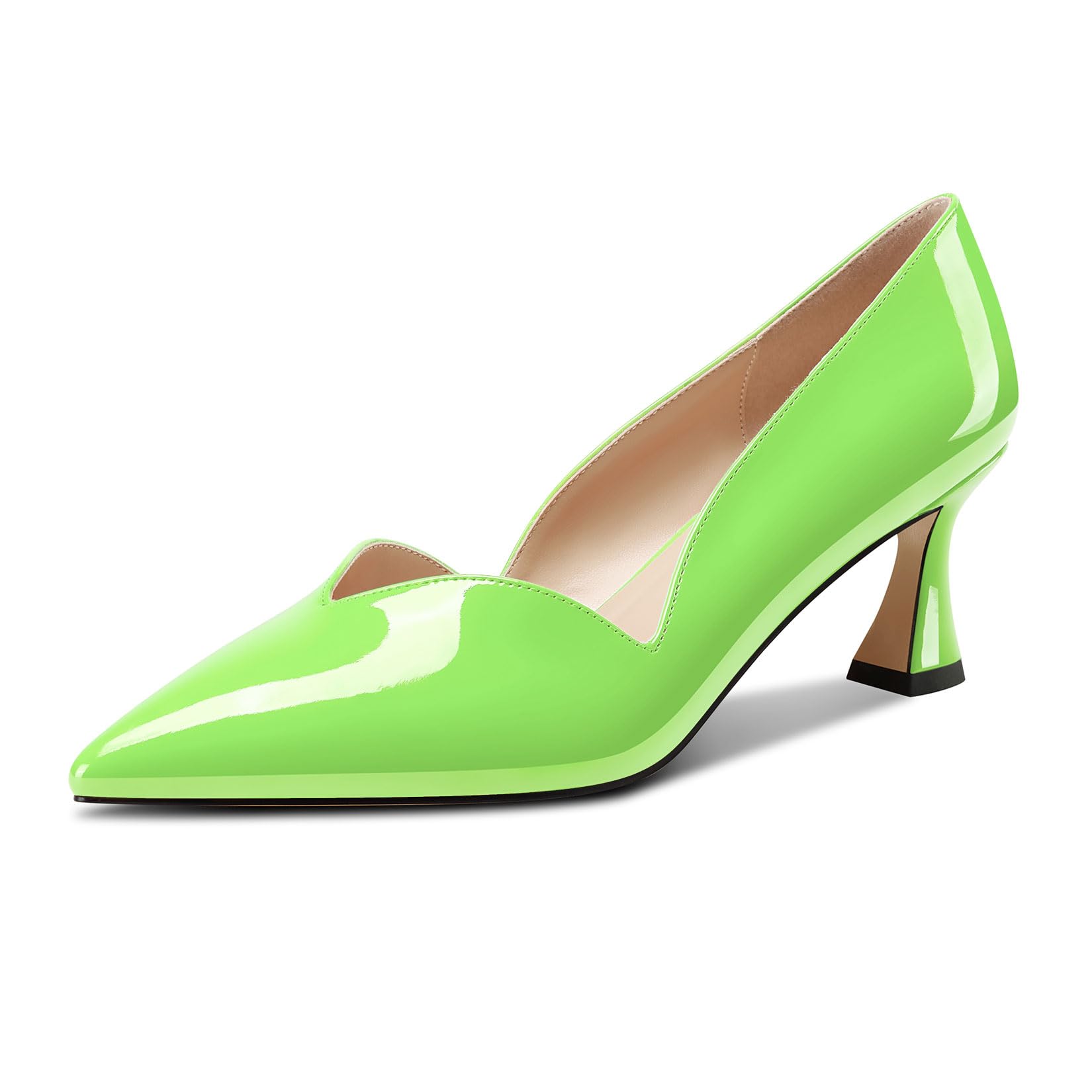 DearOnly Womens Mid Stiletto Heel Dress Slip-on Close Pointed Toe Pumps Cute Pat