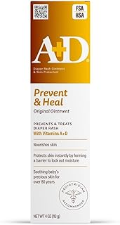 A+D Original Diaper Rash Ointment Prevents &amp; Treats Diaper Rash, Moisturizing Skin Protectant with Vitamins A &amp; D, Healing Skin Ointment for Dry and Cracked Skin 4oz