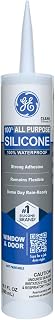 GE All Purpose Silicone Caulk, Clear, 10 fl oz Cartridge, 1 Pack - 100% Waterproof Silicone Sealant, Stronger Adhesion, Freeze & Sun Proof