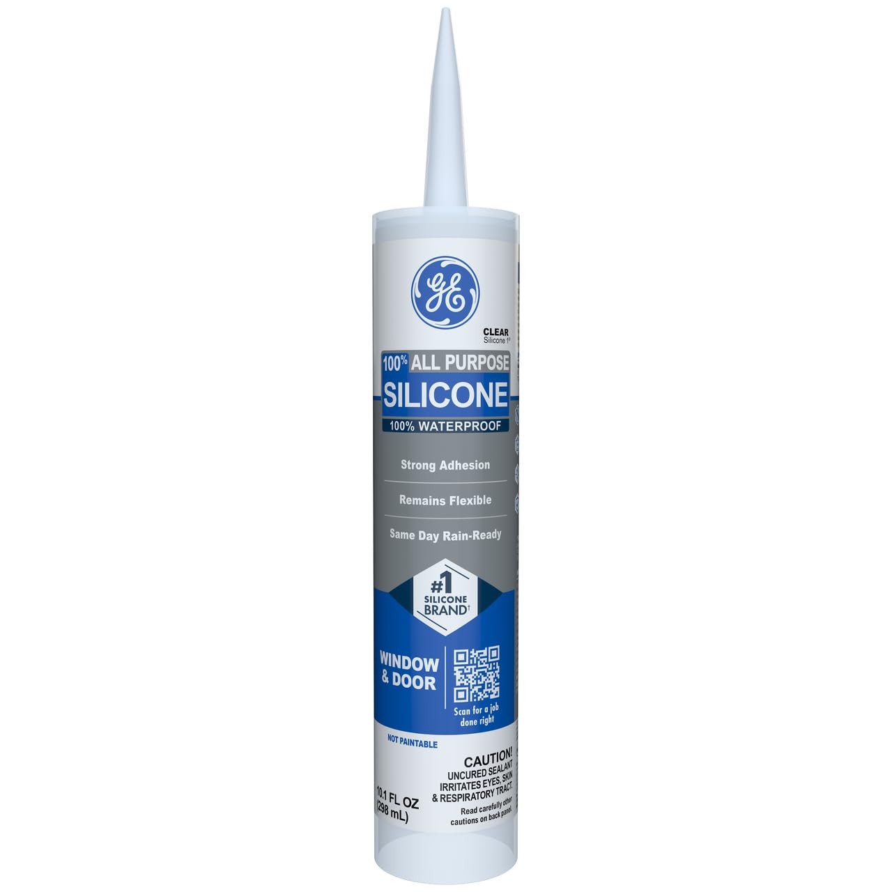 GE All Purpose Silicone Caulk, Clear, 10 fl oz Cartridge, 1 Pack - 100% Waterpro