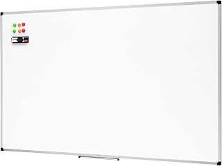 Amazon Basics Magnetic Whiteboard with Pen Tray, Dry Erase Aluminum Frame, Magnetic Bulletin Board, Wall Mounted, for Home, Office, School, 90 x 60 cm