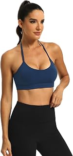 Workout Bra for Women Halter Top High Support Push-up Open Back Gym Wear Fitness Yoga Sports Underwear