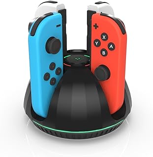 Switch Controller Charging Station for Nintendo Switch JoyCon, Controller Docking Station JoyCon Charger Dock with LED Indication Support Four Nintendo JoyCon Fast Charges JoyCon Charging Dock