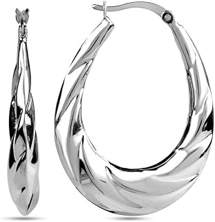 LeCalla 925 Sterling Silver Classic Hoop Earrings for Women | Oval, Round & Chunky Shrimp Hoops | High Polish Lightweight Click-Top Italian Design Jewelry