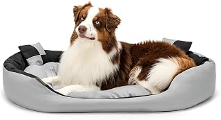 lionto Dog Bed 4-in-1 with Reversible Cushion, 110 x 80 cm, Black