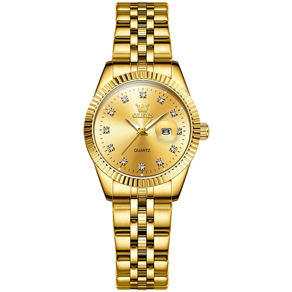 OLEVS Orologio da donna in oro con quadrante piccolo analogico al quarzo con dia