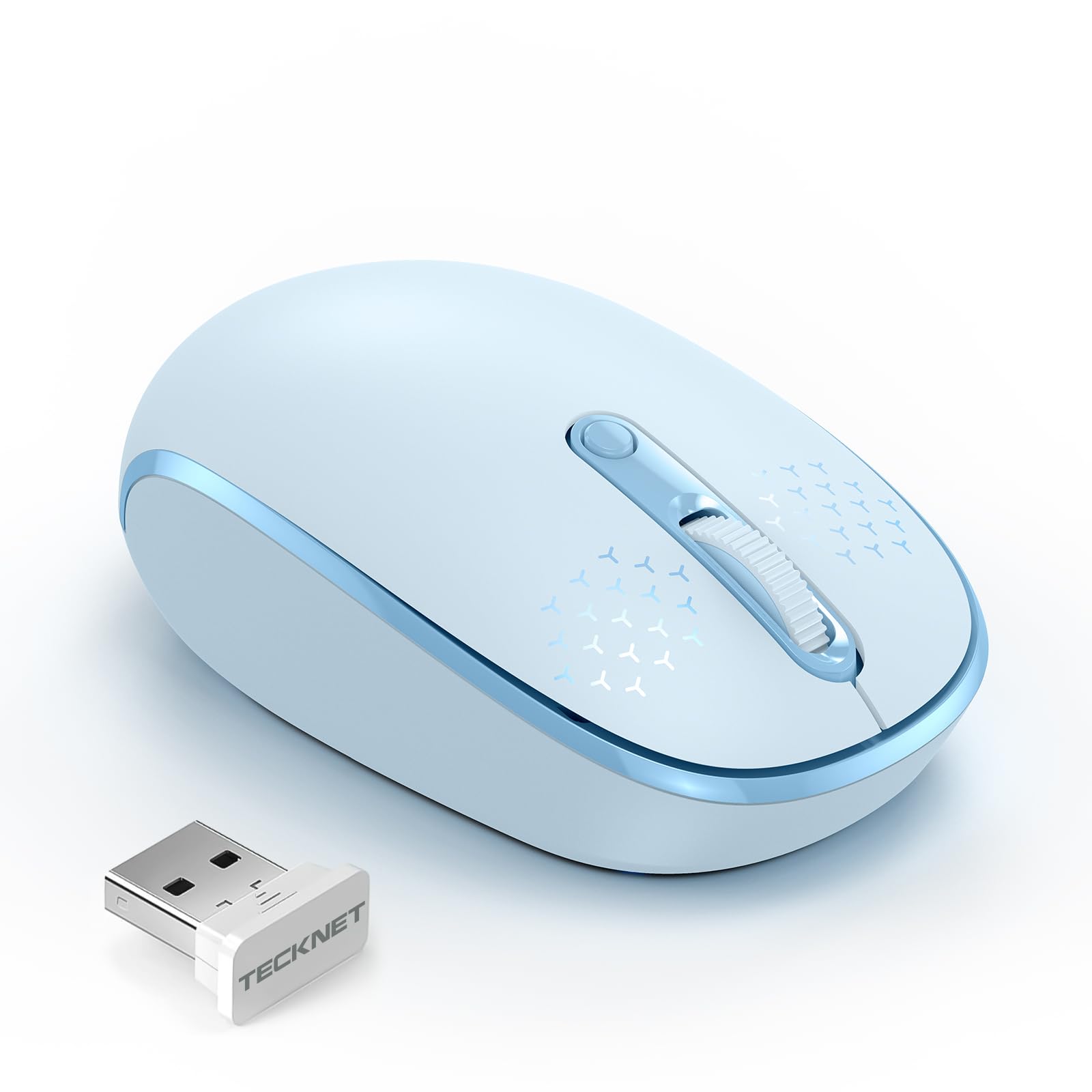 TECKNET Compact Ambidextrous Wireless Mouse for Laptop Blue