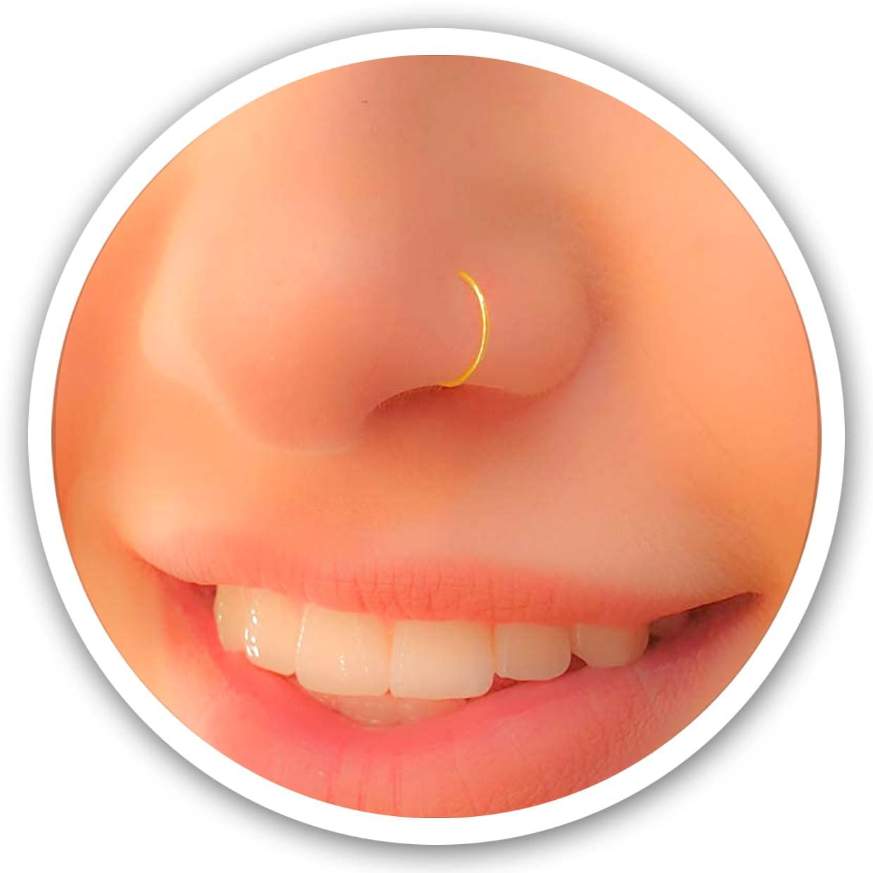 Fake Nose Ring - Tiny Thin 24 Gauge Faux Nose Piercing For Women - 925 Sterling 