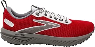 Brooks Men's Revel 6 Running Shoes, Red/Grey/White, 8.5