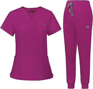 VIAOLI Scrubs for Women Set Scrub Top &Jogger Pant Workwear Clinical Modern Athletic Suit Medical Uniforms