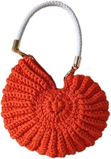 Handmade Crochet Seashell Purse with Pearl Chain Summer Woven Handbag Small Shell Crossbody Beach Bag