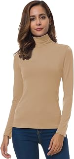 VOBCTY Womens Turtleneck Long Sleeve Shirt Slim Lightweight Base Layer Top